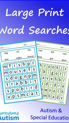 Large Print Word Search, Word Search Puzzles, Speed Training, Large Prints