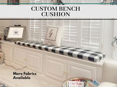 an advertisement for a custom bench cushion