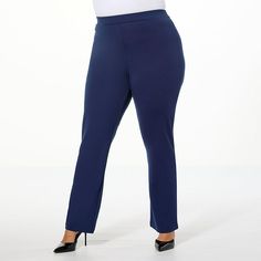 IMAN Global Chic Straight Leg Ponte Pant The ideal wardrobe staple, this flattering straight-leg pant creates the perfect fit, whether styled with a heel, sneaker or flat, you'll be dressed to impress. Blue Straight Pants For Fall, Chic Stretch Straight Bottoms, Blue Straight Pants For Work, Blue Straight Bottoms For Workwear, Blue Straight Bottoms For Work, Blue Comfort Stretch Straight Leg Pants, Blue Straight-leg Elastane Dress Pants, Ponte Pant, Ideal Wardrobe