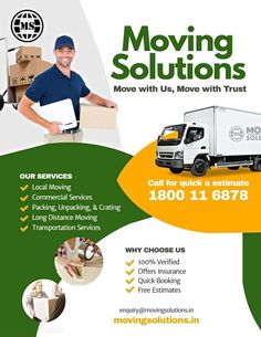 moving company flyer with man holding boxes