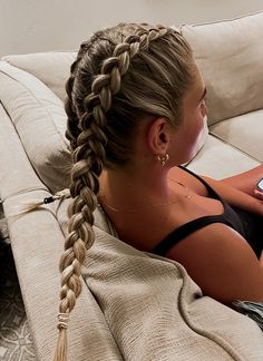 Braided Athletic Hairstyles, Race Braids, Braided Hairstyles For Running, Braided Updo Sports, Blonde Dutch Braids, Braided Hairstyles Sports Workout Hair, 2 Dutch Braids, Bun Braid Hairstyles, Dance Hairstyles Dancers