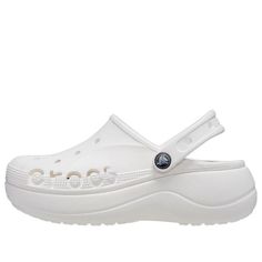 (WMNS) Crocs Classic Baya Platform Slide 'White' 208186-100 White Clogs, Sneakers Collection, Platform Slides, Sneaker Collection, Clogs, Sandals, Sneakers, White, Quick Saves