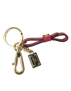 Dolce & Gabbana Red Calf Leather Gold Metal Logo Plaque Keyring Women's Keychain - Bluefly It Logo, Mens Leather Accessories, Mens Jewerly, Engraved Metal, Gold Key, Briefcase For Men, Metal Engraving, Iconic Logo, Messenger Bag Men