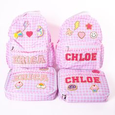 Back to school gift, Personalized Plaid Backpack and Lunch box, Custom backpack with letters name, Custom name lunch box, Unicorn backpack  ✨ Introducing our Custom Plaid Backpack with matching lunch box customized with Chenille Patches by your choice!  ✨ This personalized backpack is perfect for kids who want to stand out and express their unique style. Made from durable fabric, it is ideal for school, daycare, or any adventure. The Backpack features a roomy main compartment, a front zipper poc Rectangular Pink Bag For School Events, Rectangular Pink School Event Bag, Cute Personalized Bags For School Events, Customizable Pink Backpack For School Events, Personalized Pink Backpack For Back To School, Playful Rectangular Backpack For School, Personalized Pink Bags For Back To School, Cute Rectangular Backpack For School Events, Personalized Cute Rectangular Backpack