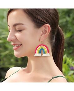 Get 10% off now! Buy western pastoral style ins hand braided rainbow statement earrings at cheap price online. Free stable shipping and pro since 2009. Blue Green Wedding, Bohemian Rainbow, Purple Prom, High Low Prom Dresses, Prom Dresses Yellow, Lace Beach Wedding Dress, Purple Prom Dress, Country Wedding Dresses, Tea Length Wedding Dress