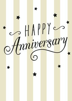 a happy anniversary card with stars and stripes on the background, says happy anniversary written in black ink