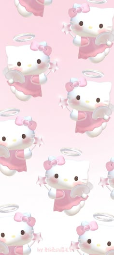 the hello kitty wallpaper is pink and white