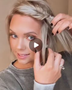 Hair Do Videos Easy, Cute Lazy Day Hairstyles For Short Hair, Haïr Style Short Hair Wedding, Short Hair Glamour Styles, Knotted Headband Short Hair, Braiding For Short Hair, Medium Hairstyles With Braids, Shoulder Length Hair Accessories, Cute Bob Styles Hair Tutorials