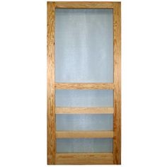 a wooden door with glass panels on it