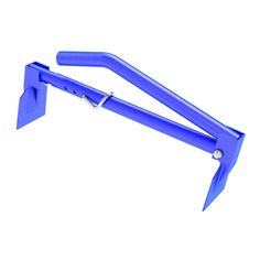 a pair of blue plastic handles on a white background with clippings for attachments