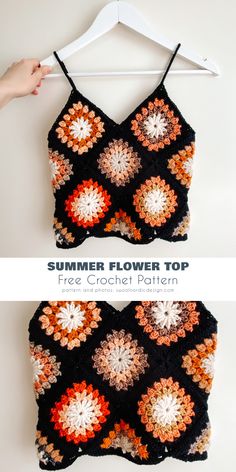 a crocheted top with flowers on it