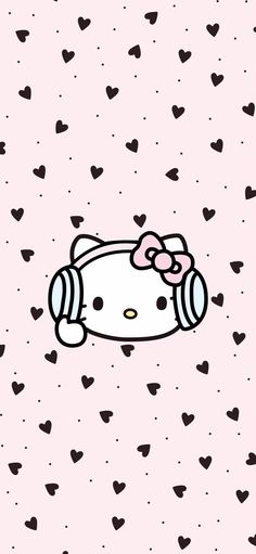 a hello kitty wallpaper with hearts on it