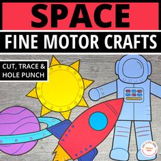 a space themed fine motor crafts for kids to do with the sun, planets and rockets