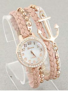 Stylish Watches For Girls, قلادات متدلية, Anting Manik, Trendy Watches, Fancy Watches, Anchor Bracelet, Girls Watches