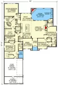 the floor plan for this house is very large and has two pools on each side