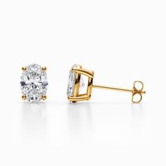 Oval Diamond, 1 Carat, Diamond Studs, Lab Grown, Lab, Diamonds, Yellow Gold, Thing 1, Yellow