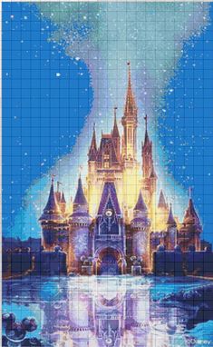 the disney castle is shown in this cross stitch pattern, and it looks like it has been