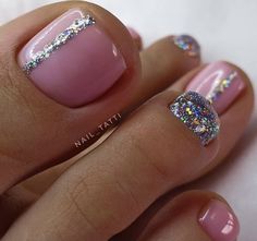 Glitter Toe Nails, Pedicure Nail Designs, Acrylic Toes, Acrylic Toe Nails