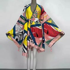 Sweet Watermelon Kimono - Lashawn Janae (7228745711774) Moda Kimono, Long Kimono Dress, Kimono Style Dress, Mode Kimono, Sweet Lady, Short Kimono, Silk Robe, Beach Chic, Long Kimono