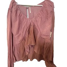 New Women's Free People Blouse Size Large, Machine Washable, 82%Viscose/18%Nylon Chic Mauve Tops For Fall, Chic Mauve Blouse For Summer, Fitted Mauve Blouse For Spring, Chic Mauve V-neck Top, Chic Mauve Tops For Day Out, Casual Mauve Summer Blouse, Casual Mauve Blouse For Spring, Casual Mauve Blouse For Summer, Free People Blouse