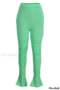 Olivia Mark - Womens Elegant Green High Waisted Casual Trousers High Waist Trousers, Casual Trousers, Save The Planet, High Waisted Trousers, Green Fashion, Wholesale Fashion, Olivia Mark, Blue Fashion, Bottoms Pants