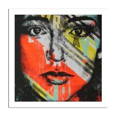 a woman's face is shown in an abstract painting