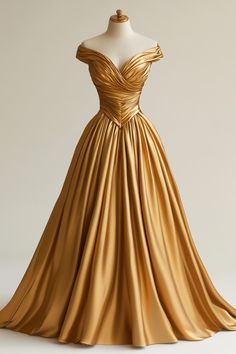 Yellow Dress Fantasy Gowns, Flowy Gold Dress, Bridgerton Era Dresses, Yule Ball Dress Ideas, Princess Belle Dress, Belle Gown, Simple Gowns, Golden Dress