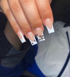 Clean White Nail Designs, Cute White Nails Square, Classy Baddie Nails Medium, Short Full Set Nail Designs, Cute Acrylic Nail Designs Square, Nails 2023 Trends On Black Women, Hidden Initial On Nails, Short Nails Acrylic Birthday Set, Oldies Nails Ideas