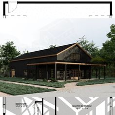 this is an artist's rendering of a barn style house