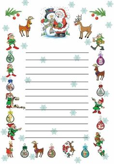 a christmas letter to santa claus and his reindeers with snowflakes on them