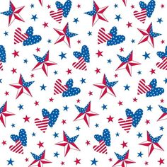 patriotic stars and hearts on white background