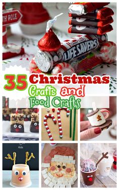 christmas crafts and food crafts are featured in this collage with the words, 25 christmas crafts and food crafts