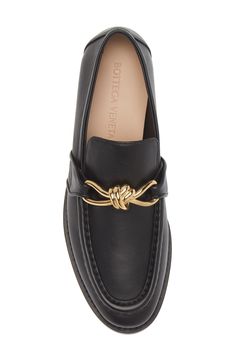 The label's signature knot hardware serves as the shining bit on an elevated loafer crafted from supple napa leather with a raised apron toe. Leather upper, lining and sole Made in Italy Designer Shoes Chic Formal Loafers With Horsebit Detail, Elegant Loafers With Horsebit Detail, Elegant Loafers With Horsebit Detail In Calf Leather, Elegant Calf Leather Loafers With Horsebit Detail, Luxury Horsebit Loafers For Work, Elegant Horsebit Loafers In Calf Leather, Elegant Loafers With Horsebit Detail And Round Toe, Bit Loafers, Loafer Women