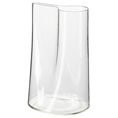 two clear vases sitting next to each other on a white surface with no one in them