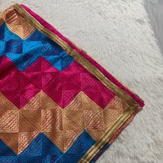 Brand New Color: Pink And Blue Style: Traditional Punjabi Heavy Duppata Message For Questions Make A Offer! Pink Dupatta With Motifs For Celebration, Blue Zari Work Saree For Festivals, Multicolor Dupatta For Eid Party, Pink Dupatta With Motifs For Party, Pink Party Dupatta With Motifs, Festival Blue Dupatta With Pallu, Pink Dori Work Dupatta For Festival, Blue Dupatta With Pallu For Festival, Party Dupatta With Multicolor Dori Work