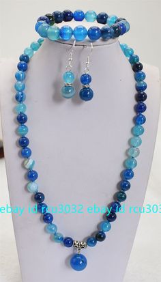 Store Categories Store Categories Other 6mm Natural Blue Stripe Agate Round Gems Pendant Necklace Bracelet Earring 20" Product Description Style : Necklace Size : 6mm Quantity:  1 Set Length: 20"7.5" Condition: New If you want to buy more , please contact us . Thanks ! &&&&: Sale the items does not include box.       Payment We accept only PayPal payment. A non-payment dispute will be opened if full payment is not received after 14 days of auction. Delivery details Item will be shipped within on Necklace Size, Paypal Payment, Style Necklace, Fashion Jewelry Necklaces, Necklace Sizes, Necklace Bracelet, Fashion Watches, Blue Stripes, Bead Work