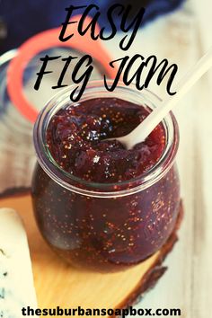 an easy fig jam recipe in a jar with a spoon