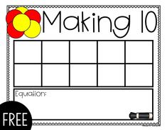 a printable worksheet for making 10 with balloons on the front and back