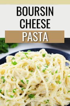 a plate with pasta and parsley on it