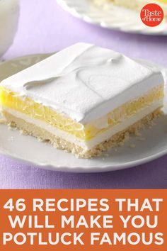 a white plate topped with a piece of cake on top of a purple table cloth