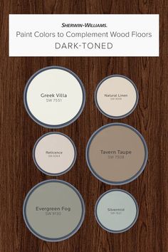 paint colors to complement wood floors in the dark toned palettes, with text overlaying them