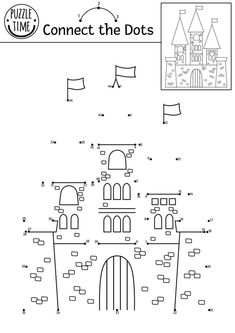 connect the dots to draw a castle with numbers 1 - 10 and then, it's