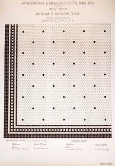 an old book with black and white dots on the cover, which reads american encaustic tiling co