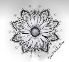 a black and white drawing of a flower