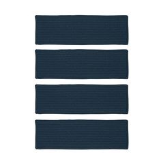 three pieces of dark blue fabric on a white background