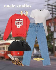 diner crewneck, white t-shirt, straight leg jean, cheetah kitten heel, black bottega bag, mejuri hoops Bottega Bag, Kitten Heel, White T Shirt, White Tshirt, Straight Jeans, Diner, Straight Leg Jeans, Outfit Of The Day, What To Wear