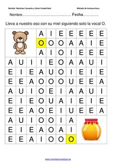 a word search with a teddy bear and honey jar on the bottom, in spanish