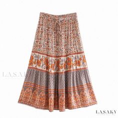 Lasaky - Luxurious Waistband Half-Figure Wrap Dress Pattern Maxi Skirt, Hippie Rock, Simple Tank Tops, Summer Music Festivals, Holiday Skirts, Harvest Gold, Estilo Hippie, Boho Handmade, Boho Skirt