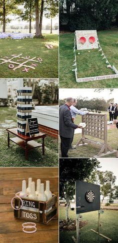 a collage of photos showing different types of wedding decorations in various stages of construction