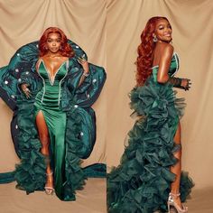 Green Met Gala Looks, Sza Met Gala, Cardi B Met Gala 2023, Met Gala 2022 Aesthetic, Valdrin Sahiti Dresses Green, Emerald Green Prom Dress, Grammy Dresses, Prom Photoshoot, Gorgeous Prom Dresses